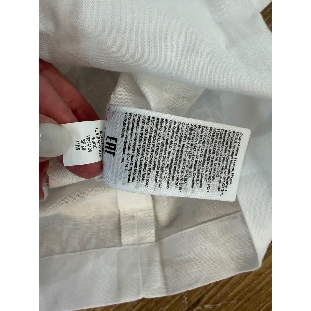 Gap Linen Blend Strappy Button Front Jumpsuit Women 2 White Wide Leg Coastal - Picture 8 of 10